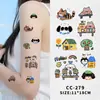 Adesivos de Tatuagem Coloridos Pintados à Mão a Lápis para Mulheres, À Prova D'Água, Longa Duração, High-End, Frescos, Ins, Braço, Clavícula, Desenho Animado, Fofo