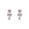 Pendientes de princesa con circonita rosa de textura ligera y lujosa para mujer, de estilo industrial pesado, de alta gama, con diseño de hada elegante.