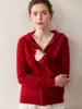 Nova Sweatshirt Casual Versátil de Caxemira para Outono e Inverno, com Capuz e Zíper, Aconchegante, Engrossada, Slimming, Jaqueta de Lã Quente