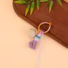 Chaveiro Pingente de Nó de Diamante Gradiente de Hortênsia Exquisito Tecido à Mão Anel de Fio de Algodão Céu Estrelado Pingente de Borla