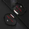 Pulsera Curva de Acero de Titanio Grabado para Hombres y Mujeres Pulsera de Cuerda de Cera de Acero Inoxidable Pulsera Trenzada de Cuerda de Cuero Ajustable Transfronterizo