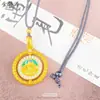 Nuevo Collar con Colgante de Oro Arena Esmaltado de Alto Retenido de Color, Incrustado con Diamantes, Dios de la Riqueza Amarillo Giratorio, Estilo Nacional, Cadena para Clavícula, Cadena para Suéter