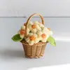 Novo Estilo Pequena Planta em Vaso com Flores Azuis Crochê de Fio Feito à Mão Planta em Vaso com Flor Puff Decoração de Mesa Ornamento Flor Artificial Tricotada