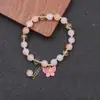 Novo Bracelete Borboleta de Cristal Gelo-Claro para Estudantes e Melhores Amigas Loja Online Transmissão Ao Vivo Popular Doce Pulseira de Contas de Vidro Bicolor