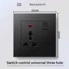 Hong Kong y Macao Enchufe USB Británico 13A con Enchufe de Carga Rápida Tipo-C Interruptor de Luz Estándar Británico Panel de Plástico Negro