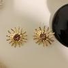 Aretes de Metal Ligero Sun Yang Ins Viento Medio Antiguo Clip para la Oreja Sin Agujeros en la Oreja Chapado en Oro Colgante para la Oreja de Chica Hot de Alta Gama Combinable con Todo