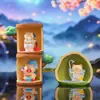 Adorno creativo para escritorio: caja sorpresa de gato perezoso en un agujero de árbol, linda decoración de figura de gato lechero, regalo de cumpleaños coleccionable