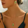 Moda Transfronteriza Estilo Ol Pintura de Montaña al Atardecer Río Cadena para Clavícula con Pedrería Personalidad Nicho Juego de Alta Gama