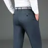 Pantalones Gruesos Elásticos de Color Sólido No Planchar Estilo Business Casual para Hombres de Mediana Edad para Papá, Modelos Primavera, Otoño e Invierno 2026