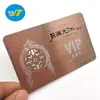 Tarjeta de membresía metálica electroplateada de bronce cepillado retro para hacer tarjetas serigrafía acero inoxidable banda magnética tarjeta VIP