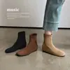 Botas de tornozelo estilo francês 2026 outono e inverno novas com aumento interno de altura, botas elásticas justas, botinhas, tamanhos grandes 34-42