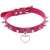 Ei Punk Street Style Transfronteiriço Colar de Corrente Clavicular com Rebites e Espinhos Choker Coração em Forma de Pêssego Pingente Colar de Couro PU