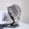 Ropa de Invierno para Viajes al Aire Libre Sombrero de Punto Cálido con Orejeras de Piel de Conejo Sombrero Baotou a Prueba de Frío para Mujer Sombrero Lei Feng para Cabeza Grande