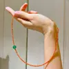 Mini Cuentas de Bebé Calcedonia Roja Natural Verde del Sur Cadena para Clavícula Collar con Sentido del Diseño
