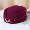 Envío Gratis Boina de Lana Sombrero de Aeromoza Sombrero para Actuación de Banda de Baile para Damas Sombrero de Actuación Sombrero de Etiqueta para Recepción de Hotel