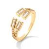 RAKOL Anillo Abierto Geométrico Irregular de Cobre Incrustado con Circonita, Simple, Europeo y Americano, Transfronterizo, Anillo de Dedo Versátil para Mujer