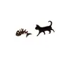Pendientes Asimétricos de Gato y Espina de Pescado, Estilo Europeo y Americano, Simples, Dulces y Lindos, Pendientes Personalizados de Acero Inoxidable para Estudiantes