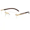 Gafas de Moda Estilo Coreano, Espejo Plano Cortado al Borde Sin Marco, Alta Definición, Anti-Luz Azul, Montura de Madera, Estilo Literario Retro