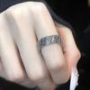 Anillo Ajustable de Cruz Industrial de Industria Pesada con Zircón, Diseño Nicho, Textura Abierta, para Dedo Femenino