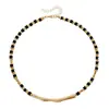 Joyería Transfronteriza Europea y Americana, Moderno Collar de Bolas Cubo de Azúcar Negro Dorado, Diseño de Varilla Metálica Ondulada de Nicho, Accesorio de Cuello de Lujo Ligero