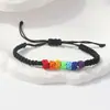 Pulseira Trançada Arco-Íris com Nó Chinês, Novo Estilo Transfronteiriço, Nó Plano Arco-Íris da Sorte para Casais e Melhores Amigos, Pulseira Versátil Atacado do Fabricante