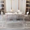 Mesa de comedor italiana ligera de lujo con tablero de roca, combinación de sillas de comedor, moderna y sencilla, para apartamentos pequeños, mesa larga para el hogar, para sala de estar y comer.