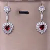 Brincos de Topázio Olivina Granate Cristal Amarelo Prata s925 Incrustados com Diamante Joia de Orelha Leve de Luxo Coração Pesado