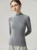 Suéter de punto 100% cachemir puro de cuello semi-alto, corte ajustado, para mujer, capa base de otoño e invierno para commuting, jersey de manga larga