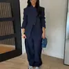 Outono 2026 Nova Roupa Feminina Moda Transfronteiriça Europeia e Americana Conjunto de Duas Peças Elegante Terno para o Trabalho com Calça de Pernas Largas
