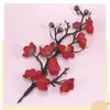 Decoração de Bolo de Aniversário Flor de Ameixa Vermelha para Aniversário de Idosos Aniversário Gong Shou Po Decoração de Bolo Plug-in para Assar