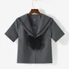 Comercio exterior transfronterizo, con servicio postventa, conjunto auténtico JK de dos piezas en color gris, uniforme escolar JK estilo marinero, falda plisada, falda de color liso