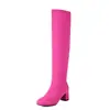 Novas Botas Skinny Acima do Joelho Botas Longas Botas de Cavaleiro Meias com Salto Alto Grosso Botas de Dança de Rua Botas Femininas Tamanho 32-48 Botas de Comércio Exterior