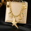 Collar con Colgante de Estrella de Mar Chapado en Oro Personalizado Creativo Transfronterizo Europeo y Americano Acero Inoxidable Accesorios de Vida Marina