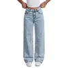 Calça Jeans Yuyuan Transfronteiriça Europeia e Americana Verão Nova Moda Versátil Retrô Azul Claro Cintura Baixa Solta Perna Reta