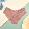 Amazon Más Vendido Lencería Sexy Encaje Hueco Cruz Triángulo Bragas Cintura Media Talla Grande para Mujer Bragas Puro Deseo