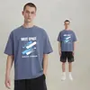 Camiseta de manga corta transfronteriza azul marino, top de moda ajustado para hombre, camiseta simple y casual de cuello redondo, para exportación