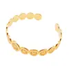 TOHM Pulsera de Apertura de Acero de Titanio con Costura Redonda Geométrica de Explosiones Transfronterizas Joyería de Lujo Ligero Retro Europeo y Americano Chapado en Oro de 18K