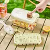 Bandeja para cubitos de hielo casera con tapa, máquina para hacer cubitos de hielo, bandeja para cubitos de hielo, almacenamiento de hielo de doble capa, máquina de hielo de grado alimenticio