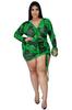 Amazon AliExpress Terno Estampado Explosões Cordão Manga Longa Tamanho Plus Size Poliéster Malha Estampado Sexy Boate Conjunto de Duas Peças