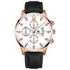 Reloj de Pulsera para Hombre con Calendario en Forma de Abanico, Escamas de Diamante Romano de Tres Ojos, Reloj de Cuarzo para Hombre, de Fábrica Original