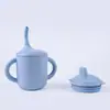 Taza de Aprendizaje para Beber de Silicona para Bebé, Taza para Suplementos Alimenticios de Bebé, Taza de Agua Binaural de Silicona de Grado Alimenticio para Beber Directamente, Taza con Pico de Pato para Niños