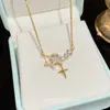 Colar com pingente de zircônia estrela, doce, fresco, versátil, requintado, para mulheres, luxo leve, de alta qualidade, elegante, corrente para clavícula estilo resort