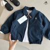 Jaqueta Infantil 2025 Primavera e Outono Estilo Japonês Bordada Gola Reversível Jaqueta de Outono para Meninos e Meninas, Jaqueta com Zíper para Crianças Pequenas Tendência