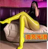 Calcetines de Aceite de Caballo Amarillos con Apertura Negra de Nueve Puntas, Calcetines de Aceite de Caballo, Medias Delicadas de Seda Brillante, Estilo Fino de Verano para Mujer, Venta al por Mayor
