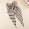 Grampo de Cabelo Estilo Coreano Laço de Tecido Listrado Fita Longa Acessório de Cabeça Simples Bolinhas Moda Fresco Versátil Elegante Grampo de Cabelo