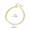 Pulsera de Comercio Exterior Transfronterizo, Joyería Suave, Sencilla y Elegante, Flor Redonda de Pastel de Perlas, Pulsera de Acero Inoxidable Dorado al por Mayor