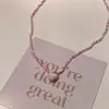 Collar de Cuentas de Amor Color Dulce y Fresco Diseño para Mujer Cadena Apilada para Camiseta Cadena de Clavícula Cadena