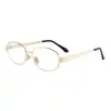 Gafas Ovaladas Retro de Alambre Dorado para Mujer, Artefacto de Maquillaje de Alta Gama, Atmósfera de Otoño e Invierno, Monturas para Ojos con Miopía y Filtro de Luz Azul
