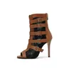 Estilo Europeo y Americano Talla 40-50 Puntera Redonda Extra Grandes Botas de Cuero Zapatos de Tacón Alto Verano Tacón Delgado Botas de Mujer Enfriamiento Boo