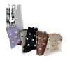 Calcetines de estilo coreano con lunares de oreja de madera, calcetines de media caña para niños, otoño nuevo, algodón, femeninos, elegantes, combinan con todo, calcetines de felpa con lunares